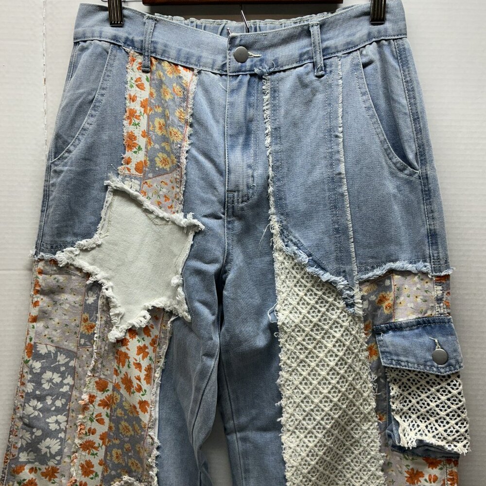 🌼POL JEANS STAR PATCHWORK -Denim - Picture 8 of 13